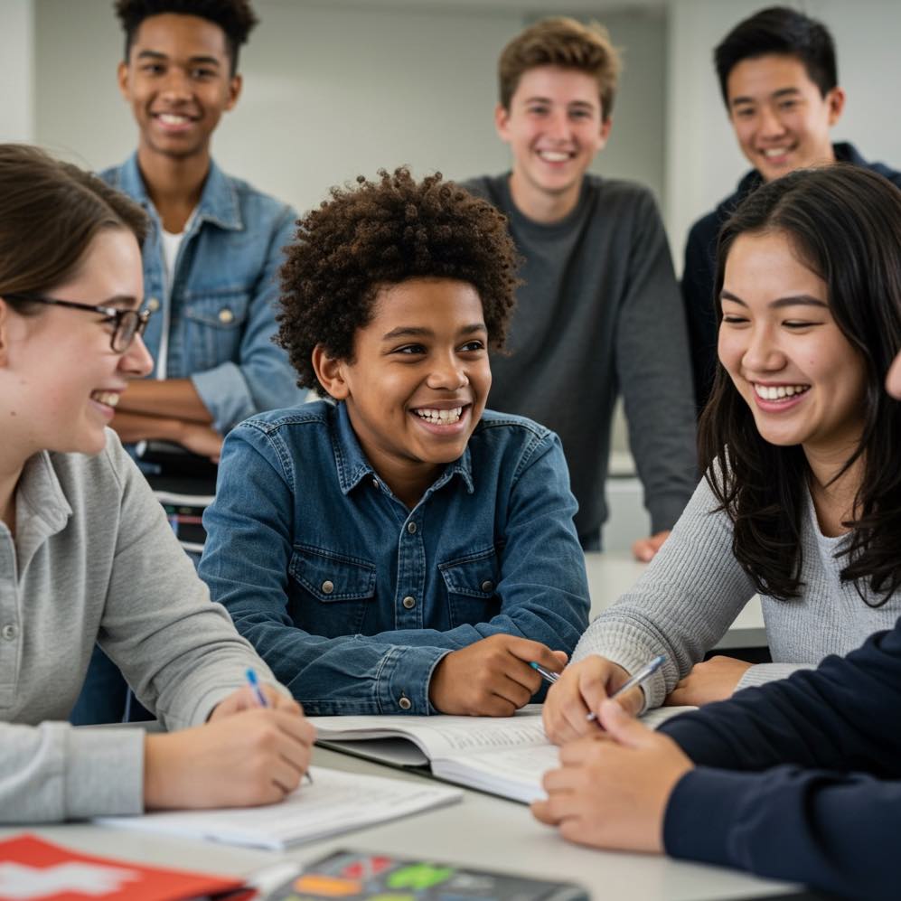 Diverse students engaged in interactive health education workshop
